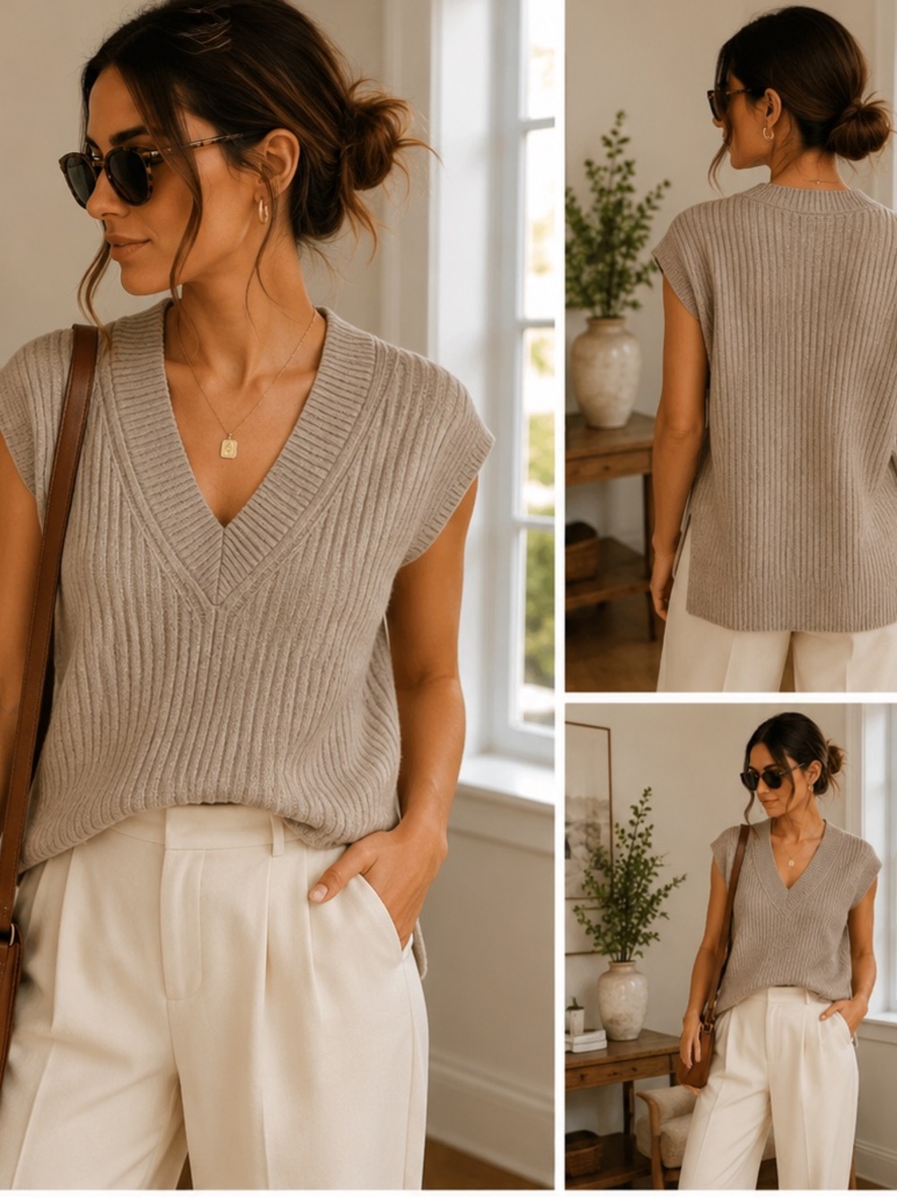 🤎 H&M Ribbed Sweater Vest — Size Small